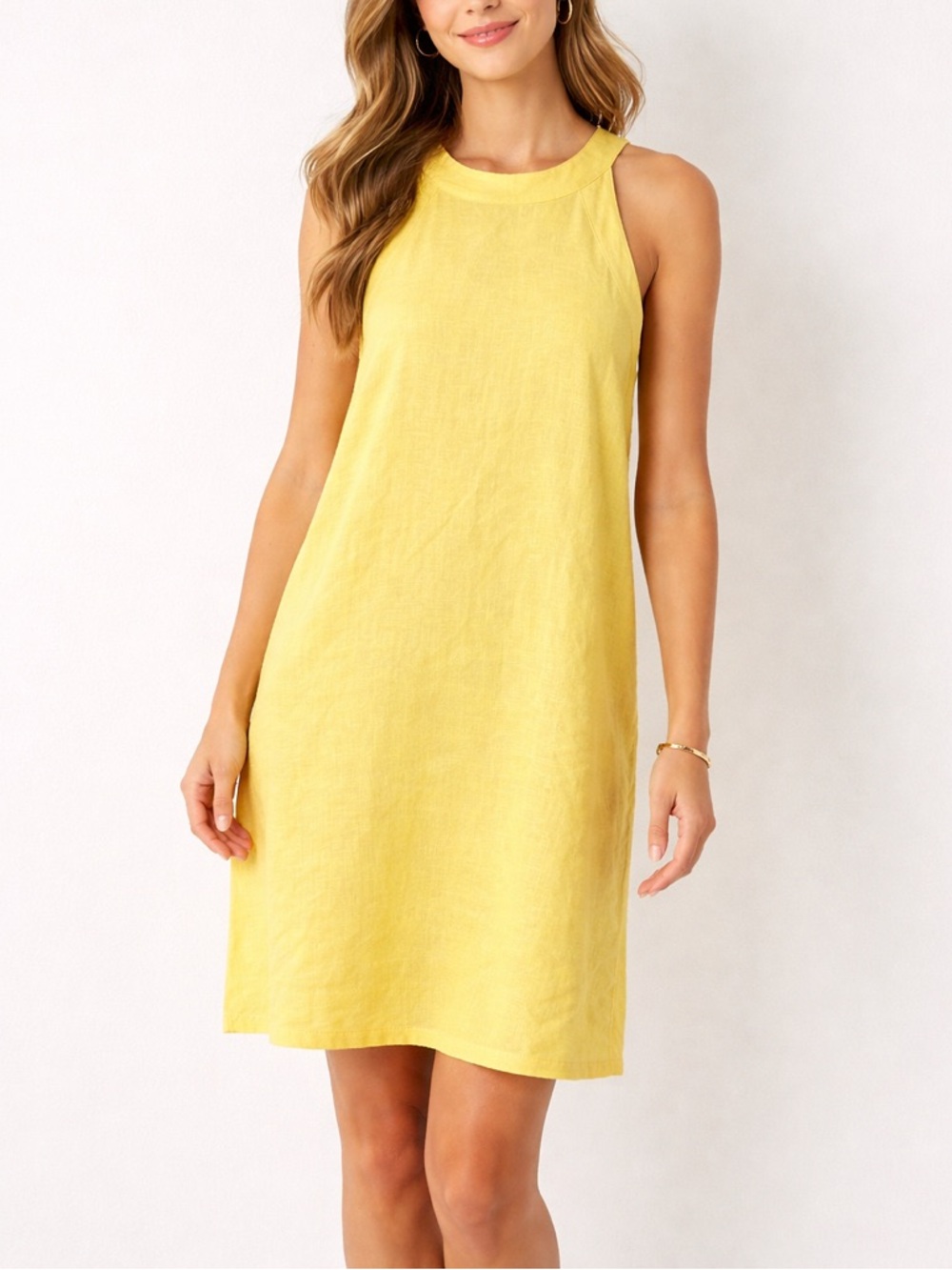J. Jill 100% Linen Yellow Sleeveless Halter Dress XS